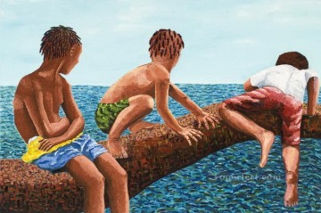 ビーチ 26 子供の印象派 Oil Paintings